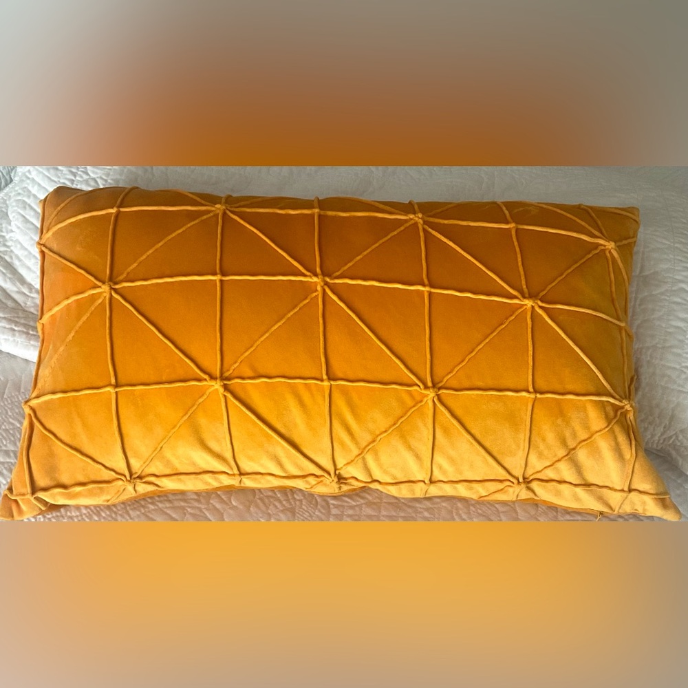 JWTT Gold Soft Velvet Rectangular Geometric Pillow Cover. 13”x 24”. NWOT